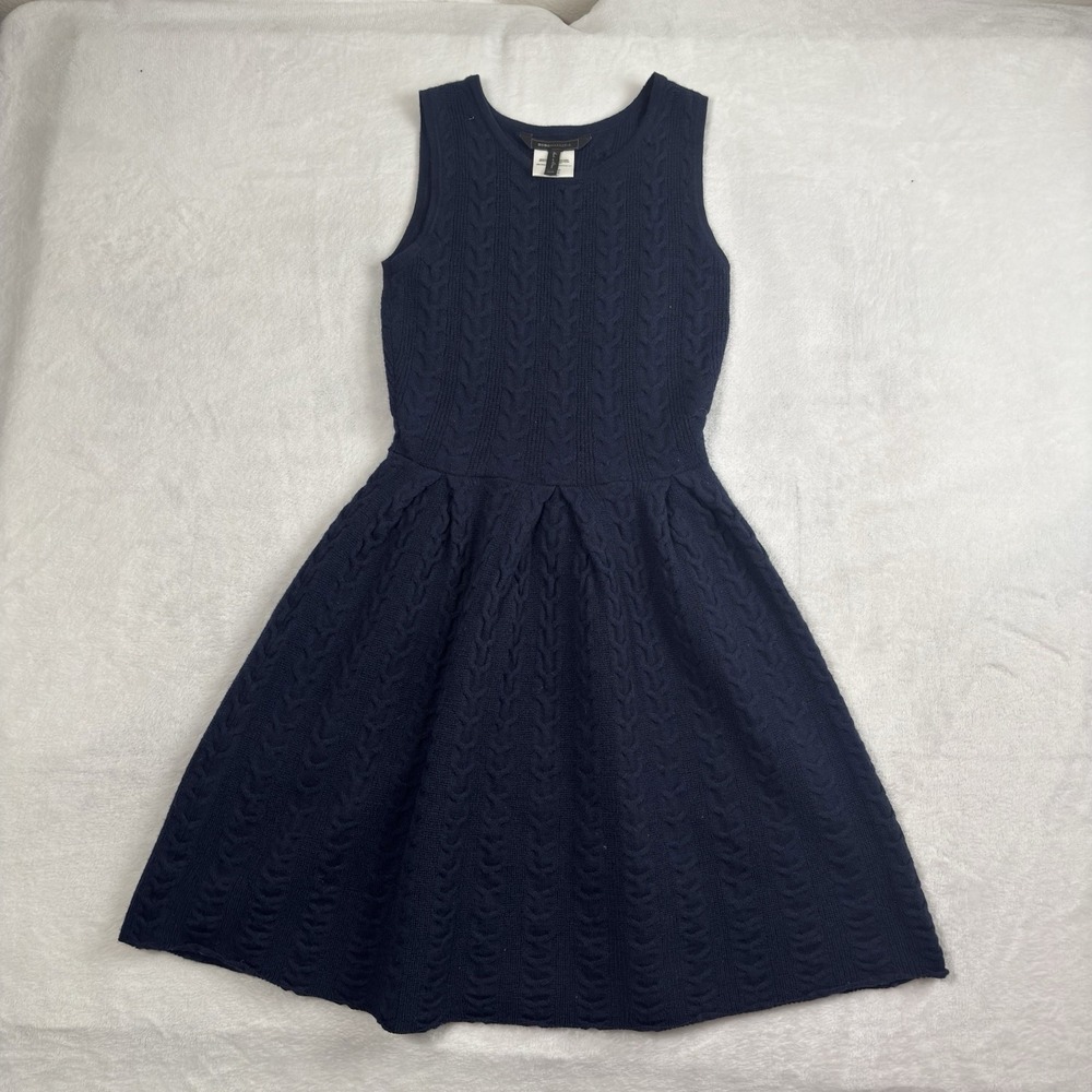 BCBGMaxazria Wool Cable Knit Blue Pullover Dress Women's Size XXS